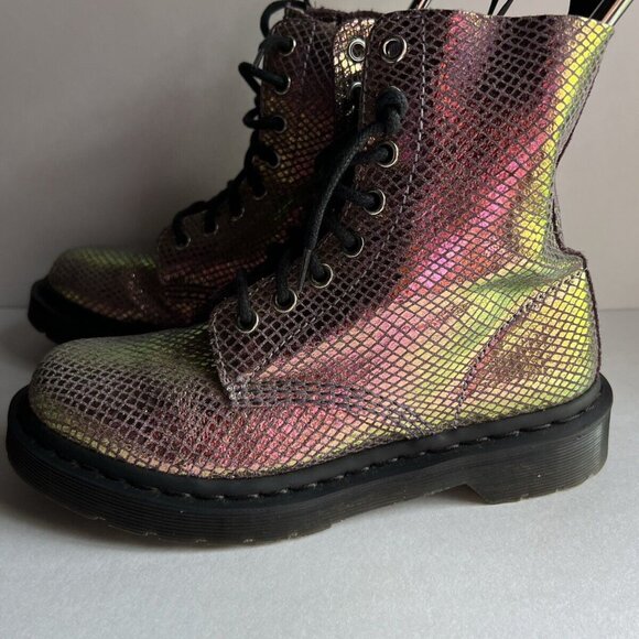 Dr. Martens Shoes - Dr. Martens 1460 Pascal Pink Iridescent Metallic Shiny Combat Boots Size 6